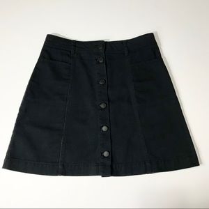 Black denim skirt